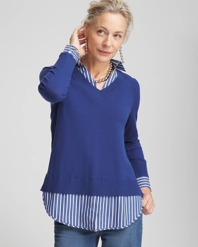 Built-In Shirt Knit Sweater - image 1